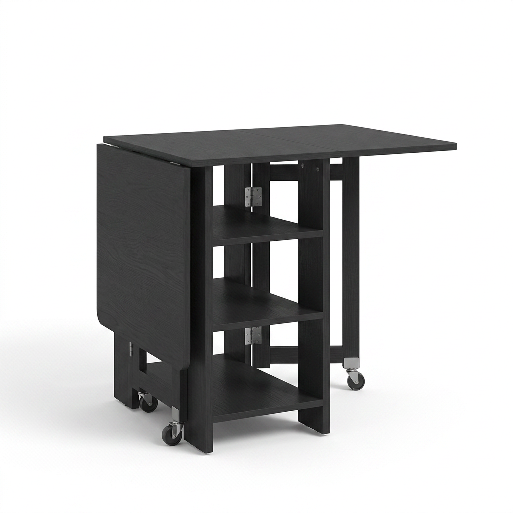 Table de Cuisine Pliante FOLDA – Gain de Place & Roulettes