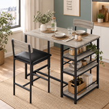 Table de Bar BISTRO – Rangement Intégré & 2 Chaises