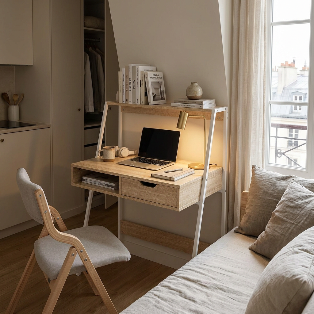 Bureau Échelle NOVA – Compact & Rangement Intégré