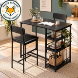 Table de Bar BISTRO – Rangement Intégré & 2 Chaises